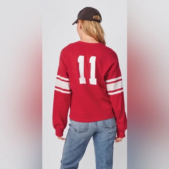 Women’s Heavy Rugby Jersey Henley NWOT vintage red - Picture 4 of 5